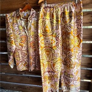 Oscar de la Renta Paisley pajama set small